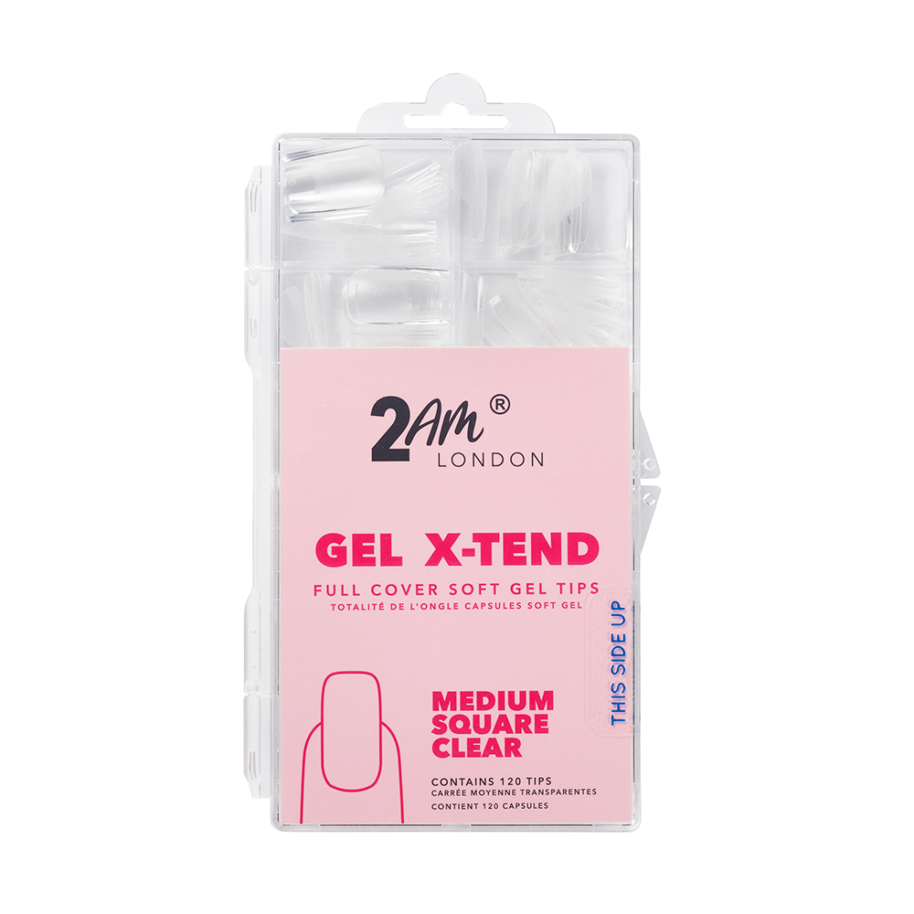 Gel XTend Soft Gel Tips, Medium Square Clear 2AM London 2AM LONDON